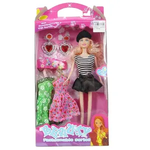 金明儿童假装玩具实心女孩娃娃套装塑料儿童时尚娃娃玩具聚氯乙烯迷你塑料娃娃女装