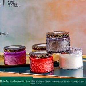 Bougie parfumée en verre gaufré personnalisée, vente en gros, décoration d'intérieur, cadeau d'anniversaire créatif, ornements, aromathérapie - Product Image 2