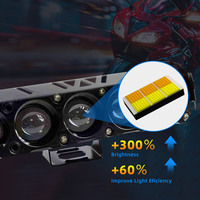 Projecteur LED double universel MONSTANA DC 12V-80V IP67 pour moto, 2300LM, jaune + blanc naturel clignotant