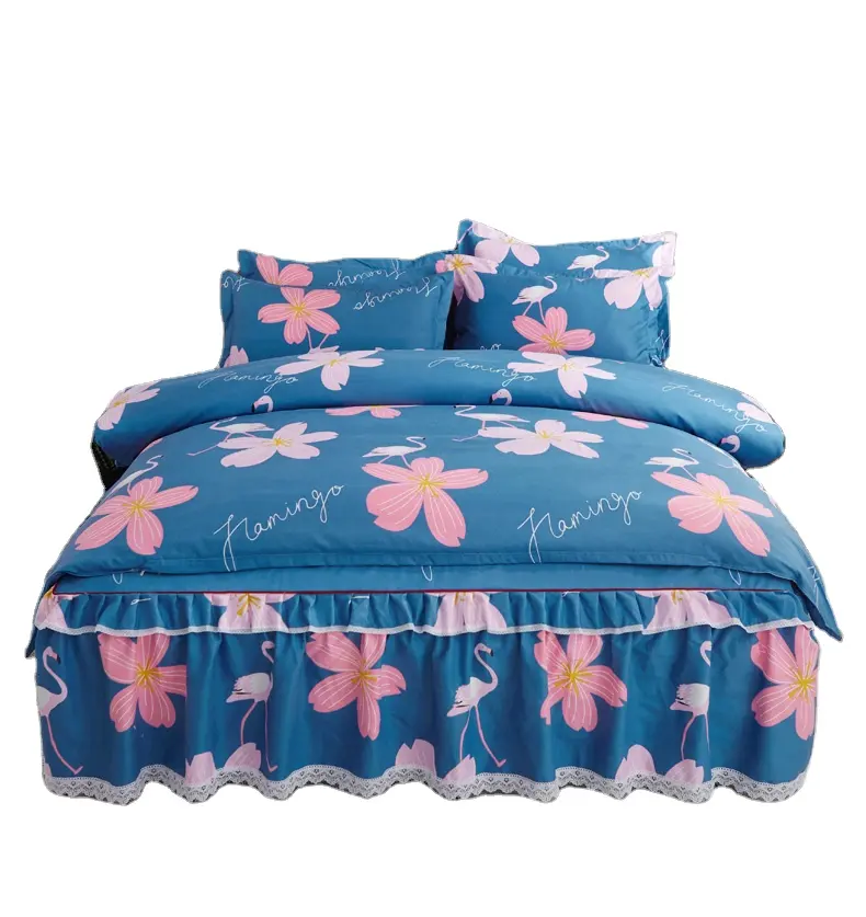Fashion style and printed used for home queen size quilting bed skirt bed cover sheets