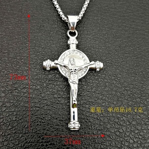 Collier pendentif croix en cristal plaqué or, bijoux religieux pour femmes et hommes - Product Image 4