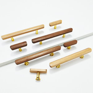 Hiện đại tối giản Walnut gỗ hạt lỗ duy nhất cửa tủ xử lý ngăn kéo tủ quần áo Tủ Ngăn Kéo bằng gỗ ống + nhựa xử lý - Product Image 3