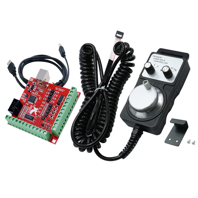 Mach3 CNC Controller Set 4 Axis USB Interface Board with Precision MPG Handwheel Pendant for Nema 23 34 Stepper Motor DIY Kit