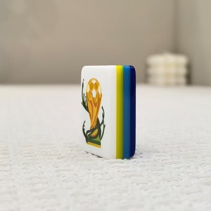 Jeu de Mahjong Américain Bleu à Trois Couches en Acrylique, Thème Coupe de Football, Tuiles de Jeu Transparentes Personnalisées, Pieds Métalliques Pliants, 4 Joueurs - Product Image 3