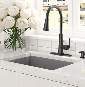 Éviers utilitaires Matt Basln 30 ''pouces CUPC évier de fond à bol unique grille ferme évier de cuisine en céramique avec plateau - Product Image 6