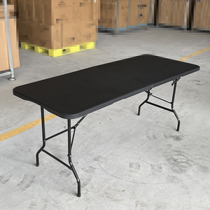 Venta al por mayor 6-8 personas 180cm fiesta al aire libre portátil blanco negro plegable plástico 6 pies mesas plegables para eventos - Product Image 4