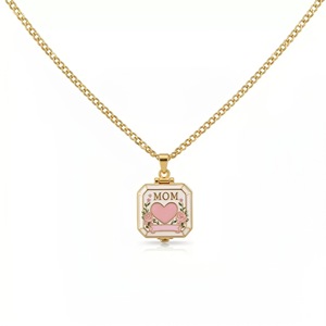 Collana all'ingrosso in rame placcato oro, girocollo alla moda con scatola quadrata apribile, motivo floreale con zirconi, trendy, per <span class=keywords><strong>la</strong></span> <span class=keywords><strong>festa</strong></span> <span class=keywords><strong>della</strong></span> mamma - Product Image 3
