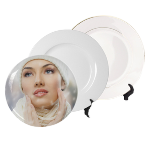 6 8 10 inch trống gốm thăng hoa tấm cổ điển tấm món ăn tùy chỉnh logo cá nhân đứng Nhiệt Báo Chí trắng gốm - Product Image 1