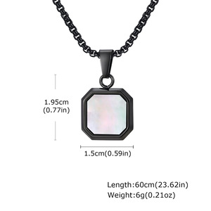 Collana di Alta Qualità in Acciaio Inossidabile 316L Placcato <span class=keywords><strong>Oro</strong></span>, Catena Lunga Argento con Pendente in Turchese Nero - Product Image 4