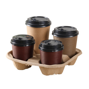 Portavasos Desechable de Fibra de Pulpa para Café, Té y Bebidas Calientes, Bandeja Portavasos de Papel para Llevar, para 2/4 Vasos - Product Image 4