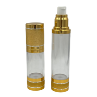 Bouteille de pompe de pulvérisation de lotion sans air enduite d'aluminium noir en gros, bouteille sans air de 15ml 30ml 50ml AS pour l'emballage de soins de la peau