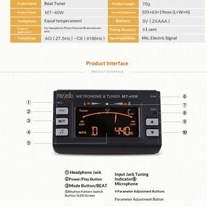 Afinador de Guitarra y Violín MT-40/40W Small <span class=keywords><strong>Angel</strong></span> Miao Shi Duo Tube con Metrónomo - Product Image 3