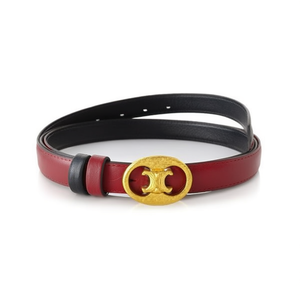 Ceinture réversible en cuir véritable 2,3 cm avec boucle double C, ceinture décontractée pour homme et femme, ceinture tendance - Product Image 4