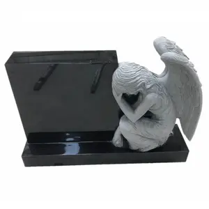Cheap Shanxi Black Granite Weeping Angel Headstone Gravestone For Tombstone