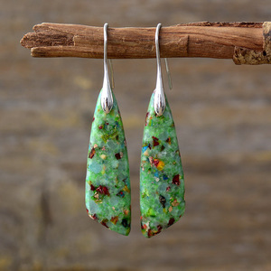 Pendientes de Piedra Natural Estilo Bohemio, Forma de Lágrima, Coloridos, Joyería para Fiesta, Accesorio de Moda - Product Image 3