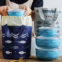 Kinglang — bol de conservation en porcelaine, fraîcheur, vaisselle pour déjeuner réfrigérateur à micro-ondes bol en céramique de cuisine avec couvercle