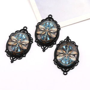 Colgante Retro de Aleación de Zinc con Diseño de Libélula, Amuleto Temático de Insecto con Engaste de Bisel, Material para Joyería DIY, Accesorio Unisex - Product Image 5