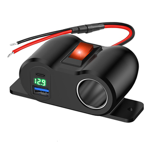 12V-24V 90W dual PD3.0 <span class=keywords><strong>USB</strong></span> C 36W y QC3.0 18W 3 puertos enchufe de cargador de coche con interruptor y montaje en panel de encendedor de cigarrillos para coche RV - Product Image 1