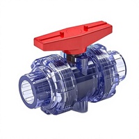 Vanne à boisseau sphérique double union transparente en UPVC/PVC Chuanli, résistante à la corrosion, 20 mm, manuelle, pour l'eau, personnalisable OEM, 1 100 psi