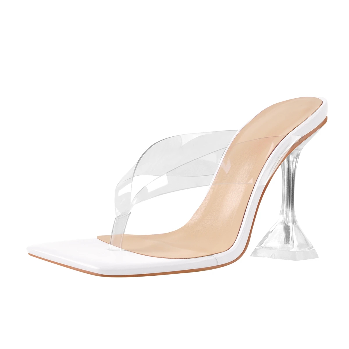 Pumps transparent high heel thong sandals luxury plus size women dress shoes