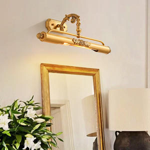 Faros delanteros de espejo de latón europeo, lámpara frontal de espejo LED para baño, lámparas de tocador para dormitorio, luces de pared largas de cobre para el hogar del Hotel - Product Image 2