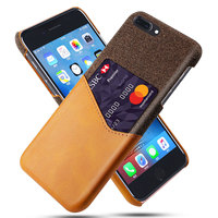 Coque de téléphone PC en cuir PU avec fente pour carte pour iPhone 8 Plus pour iPhone 7 Plus Coque de téléphone 5.5 pouces KSQ