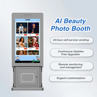 Photomaton professionnel personnalisé de 43 pouces avec IA, imprimante DNP, éclairage LED, logo couleur et interface utilisateur personnalisable pour produits de vente en ligne