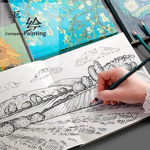 Carnet de croquis en papier rigide avec peinture à l'huile de <span class=keywords><strong>Van</strong></span> <span class=keywords><strong>Gogh</strong></span>, article tendance sur TikTok, épaissi, pour étudiants en art, dessin à la main, carnet de notes - Product Image 3