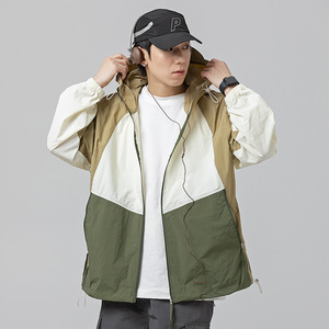 Giacca da <span class=keywords><strong>uomo</strong></span> con Splicing Color block sottile Cool Feeling traspirante per coppia di marchi di moda americana all'aperto - Product Image 5