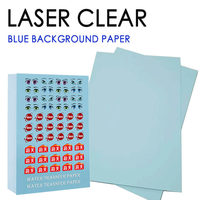 DIY Stiker Ramah Lingkungan Warna Putih 20 Lembar Paket Kertas Transfer Air Latar Belakang Biru untuk Penggunaan Kotak Kosmetik Kompatibel dengan Laser