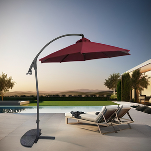 10 Feet UV Koruyucu Katlanabilir Alüminyum Açık Hava Konsol Şemsiyesi, Tabanlı Büyük Kırmızı, Avlu ve Otel Kullanımı İçin - Product Image 2