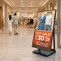 Écran d'affichage numérique LCD ultra-fin portable, support pour affiche, écran commercial pour menu, signalétique numérique noire pour magasin