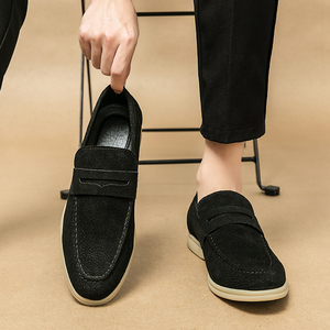 Mocasines informales <span class=keywords><strong>de</strong></span> piel auténtica para <span class=keywords><strong>hombre</strong></span>, talla grande 38-46, <span class=keywords><strong>zapatos</strong></span> <span class=keywords><strong>de</strong></span> vestir planos sin cordones a la moda con cierre sin cordones para invierno - Product Image 6