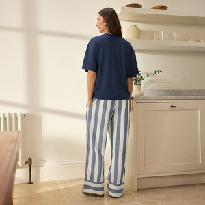Conjunto de <span class=keywords><strong>Pijama</strong></span> de <span class=keywords><strong>Mujer</strong></span> de <span class=keywords><strong>Manga</strong></span> <span class=keywords><strong>Corta</strong></span> y Pantalones Largos, 52% Algodón, 48% Modal, Ropa para el Hogar - Product Image 2