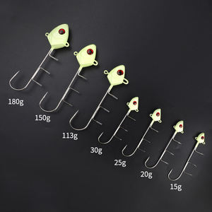 หัวจิ๊กเรืองแสงอัลฟ่า 20 กรัม 40 กรัม 60 กรัม พร้อมตะขอเกี่ยวแบบ 3 มิติ รูปทรงหัวปลา สำหรับตกปลาทะเลน้ำลึก ปลากระเบน ปลาหมึก - Product Image 2