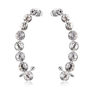 Nouvelles boucles d'oreilles en acier inoxydable couleur argent avec diamants pour femmes - Product Image 1