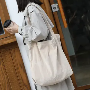 Fashion large-capacity shopping bag leisure art canvas handbag simple retro corduroy shoulder bag