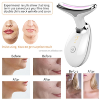 Appareil de massage pour le visage et le cou avec chaleur et 3 thérapies lumineuses, dispositifs anti-rides et anti-âge, produits de beauté et de soins personnels