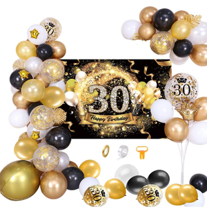 Ballons à confettis en latex métallisé pour fête d'<span class=keywords><strong>anniversaire</strong></span> 30e 50e <span class=keywords><strong>anniversaire</strong></span>, kit de guirlande, <span class=keywords><strong>affiche</strong></span> suspendue <span class=keywords><strong>joyeux</strong></span> <span class=keywords><strong>anniversaire</strong></span> - Product Image 3