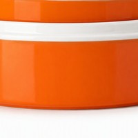 Ensemble de bols en mélamine orange à rebord blanc surélevé, 11,5 cm et 13,2 cm, intérieur brillant, design étagé, qualité alimentaire, vente en gros OEM