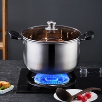 Ensemble de casseroles et poêles à empiler, casseroles en acier inoxydable, Double poignée isolée avec couvercle en verre trempé