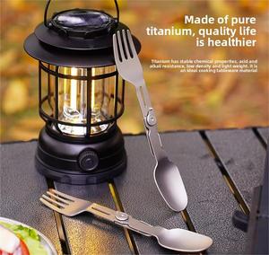 Titan tinh khiết có thể gập lại spork muỗng nĩa Combo thân thiện với môi máy rửa chén an toàn hiện đại clip cho Backpacking đi bộ đường dài cắm trại đi du lịch - Product Image 2
