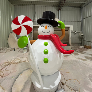 Estatua Gigante de Muñeco de Nieve Navideño de FRP OEM, Decoración Navideña de Invierno, Escultura de Fibra de Vidrio para Exhibición en Exteriores de Centros Comerciales y Plazas - Product Image 4