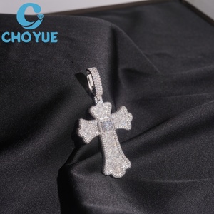 Iced Out Colors Moissanite Cross <b>Charms</b> Pendant 925 <b>Silver</b> 18K Gold Plated VVS Moissanite Cross Pendant Hiphop Jewelry - Product Image 6