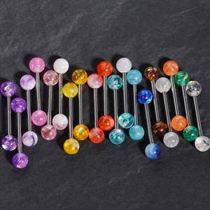 Bola Acrílica de Acero Inoxidable para Mujer, Perno de <span class=keywords><strong>Lengua</strong></span>, 14G, Perno de Moda, Ópalo, Acrílico Brillante, Joyería para <span class=keywords><strong>Piercing</strong></span> - Product Image 1