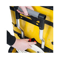 Boîte à outils roulante empilable, valise en plastique à roulettes avec poignée télescopique, coffre à outils multi-compartiments pour usage en atelier 2096