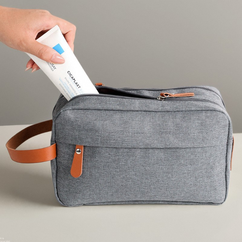 Men's Toiletries Bag, Travel Skin Care Products Storage Bag, Hand-held Business Trip Double-layer Moisture-proof Makeup Bag