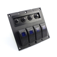 Panneau de commutation à 4 interrupteurs à bascule 12V étanche en aluminium avec LED pour voiture, bateau, marine, camping-car, camion, tout-terrain, automobile