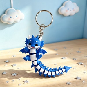 Llavero Dragón Azul Lindo Colgante 3D de PVC con Forma de Animal, Adorno Ligero para Bolsos con Anillo Metálico y Cadena - Product Image 2