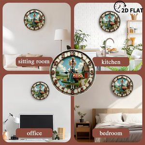 Round Wooden Wall <b>Clock</b> 25x25Cm Silent Non Ticking For Living Room Home Decor - Product Image 3